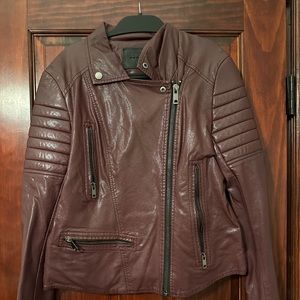 BLANK NYC Women’s Maroon Faux Leather Moto Jacket Size Medium